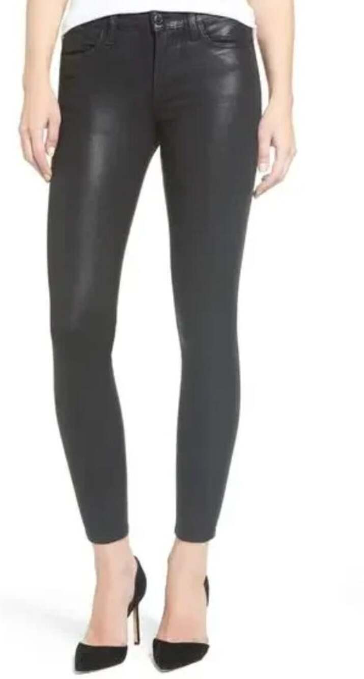 Joe's Jeans Mid Rise Black Skinny Ankle Coated Denim Jeans size 29
